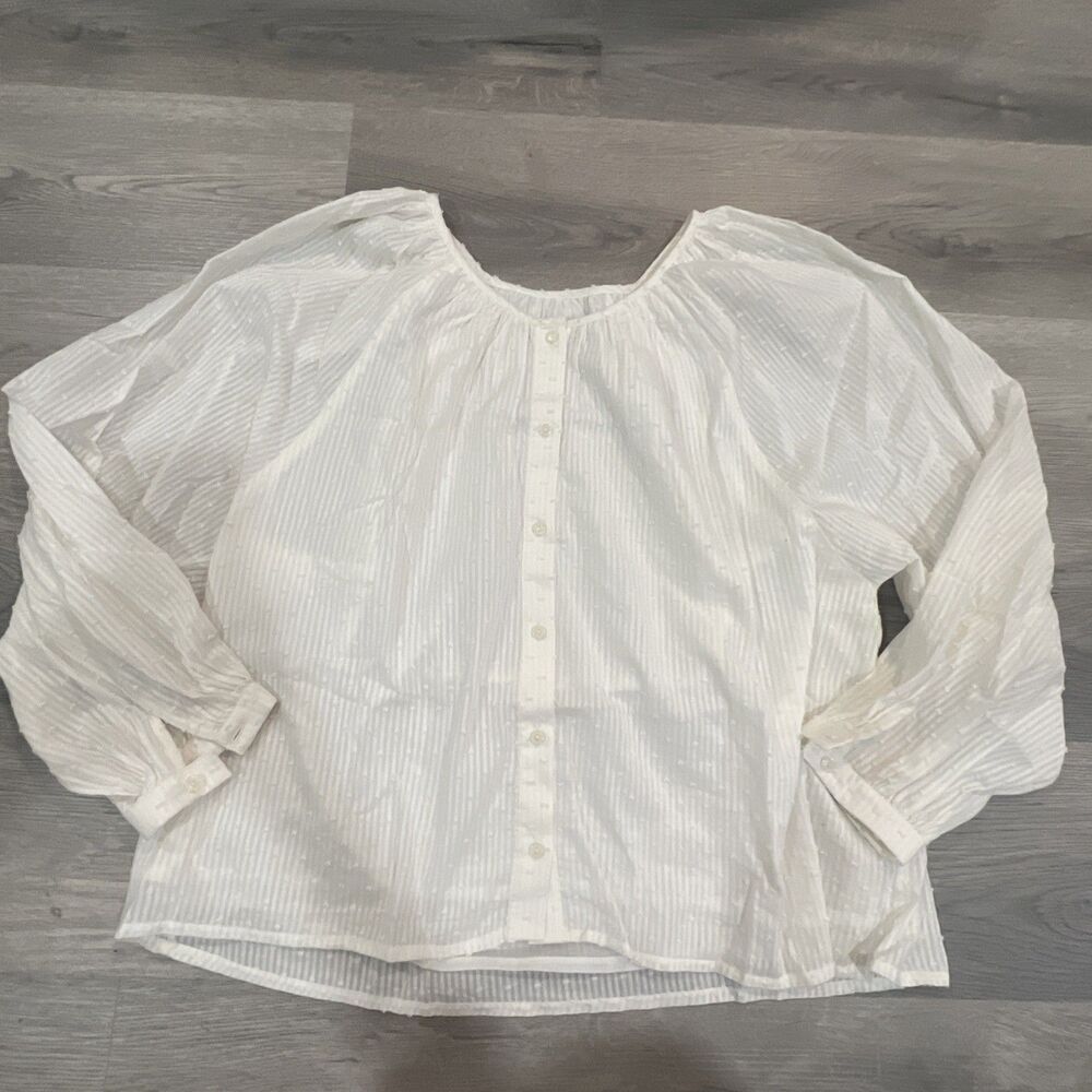 Love, Tomas Emerson Fry Puff Sleeve Button Down Blouse Women's Large